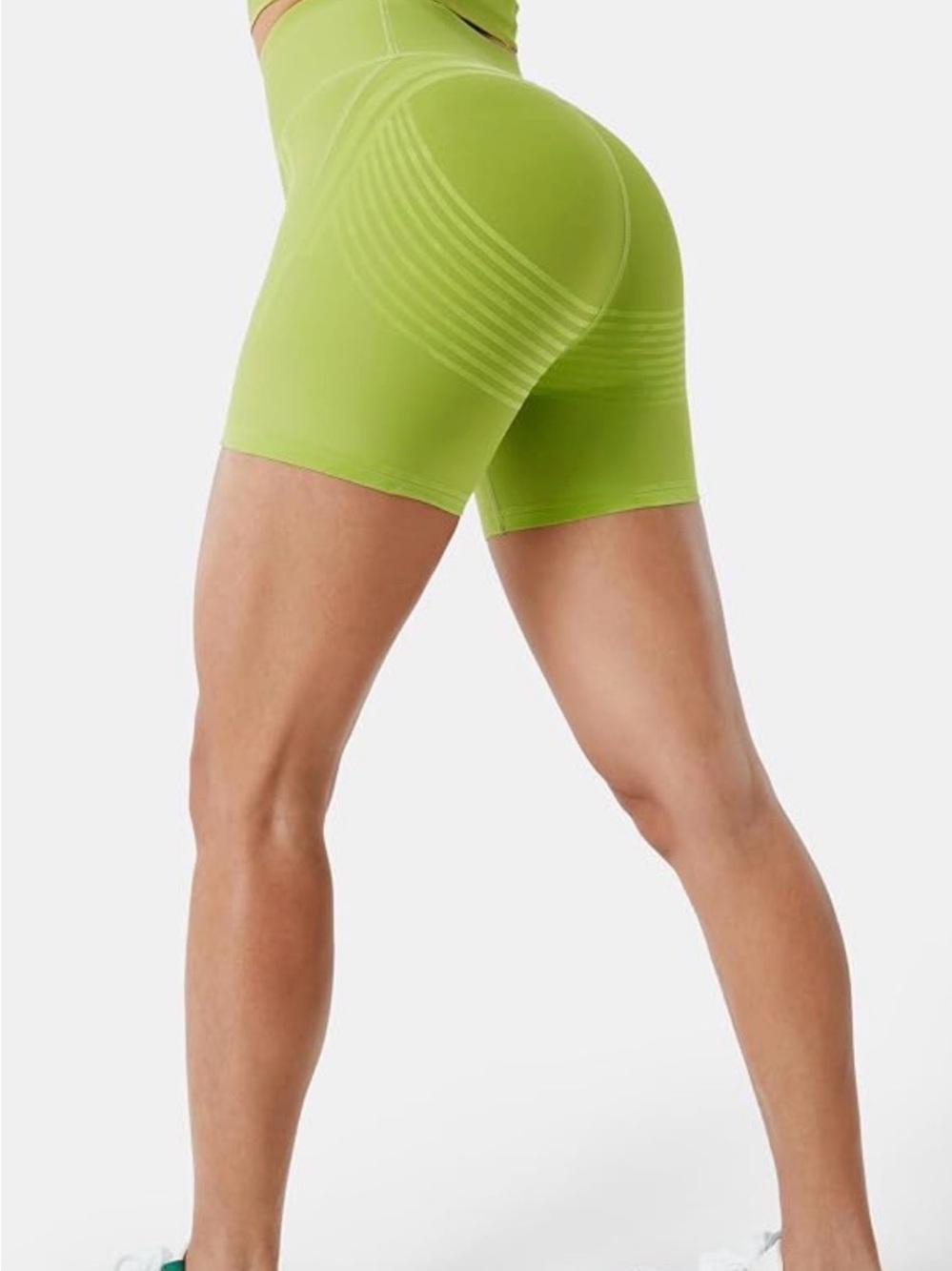 Fanka High-Waist Kiwi Green Seamless Biker Shorts - 9”